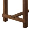 Rustic Plank Wooden Counter Height Table with Block Legs, Oak Brown