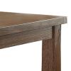 Rustic Plank Wooden Counter Height Table with Block Legs, Oak Brown