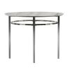 Contemporary Round Dining Table with Faux Marble Top, White and Chrome