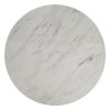Contemporary Round Dining Table with Faux Marble Top, White and Chrome