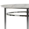 Contemporary Round Dining Table with Faux Marble Top, White and Chrome