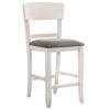 Wooden Counter Height Chair with Curved Back, Set of 2, White and Gray