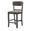 Wooden Counter Height Chair with Curved Back, Set of 2, Charcoal Gray
