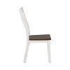 Farmhouse Wooden Dining Chair with Slatted Back, Set of 2, White and Brown