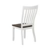 Farmhouse Wooden Dining Chair with Slatted Back, Set of 2, White and Brown
