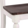 Wooden Side Chair with Ladder Back, Set of 2, White and Brown