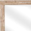 Wooden Frame Mirror with Hewn Saw Details, Light Brown
