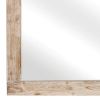 Wooden Frame Mirror with Hewn Saw Details, Light Brown