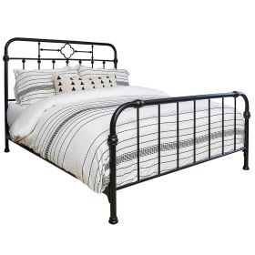 Open Tubular Frame Metal Queen Bed, Black