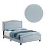 Fabric Upholstered Curved Design Queen Bed, Blue