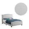 Fabric Upholstered Curved Design Queen Bed, Beige