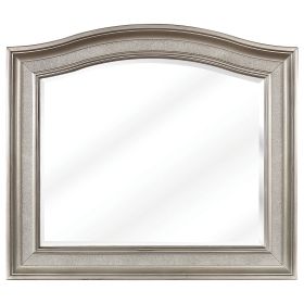 46 Inch Wooden Frame Arched Mirror, Silver