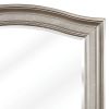 46 Inch Wooden Frame Arched Mirror, Silver