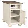 Wooden Chairside End Table with Door, Brown and Antique White