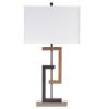 Lattice Base Hardback Table Lamp, Set of 2, Brown and Silver