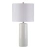 Carved Ceramic Base Table Lamp with Drum Shade, Set of 2, White