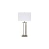Metal Frame Table Lamp with Hardback Shade, Set of 2, White and Silver