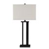 Metal Frame Table Lamp with Hardback Shade, Set of 2, Off White and Bronze
