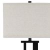 Metal Frame Table Lamp with Hardback Shade, Set of 2, Off White and Bronze