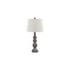 Polyresin Table Lamp with Turned Base, Set of 2, Brown and Off White