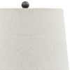 Polyresin Table Lamp with Turned Base, Set of 2, Brown and Off White