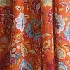Paris 4 Piece Floral Print Fabric Curtain Panel with Ties, Orange