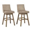 43 Inch Leatherette Padded Swivel Barstool, Set of 2, Beige