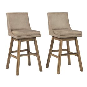 43 Inch Leatherette Padded Swivel Barstool, Set of 2, Beige