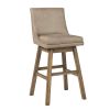 43 Inch Leatherette Padded Swivel Barstool, Set of 2, Beige