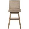 43 Inch Leatherette Padded Swivel Barstool, Set of 2, Beige