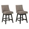 39 Inch Fabric Padded Swivel Barstool, Set of 2, Light Gray
