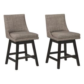 39 Inch Fabric Padded Swivel Barstool, Set of 2, Light Gray
