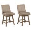 39 Inch Leatherette Padded Swivel Barstool, Set of 2, Beige