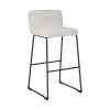 Channel Stitched Low Fabric Barstool with Sled Base, Set of 2, Gray