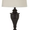 Metal Table Lamp with Turned Pedestal Base, Set of 2, Bronze