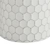 Round Shaped Metal Accent Stool with Honeycomb Pattern, White