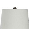 Pot Bellied Base Metal Table Lamp with Dotted Pattern, Black