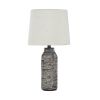 Fabric Shade Table Lamp with Textured Base, Set of 2, White and Black
