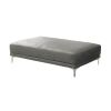Leatherette Ottoman with Sleek Metal Feet, Gray