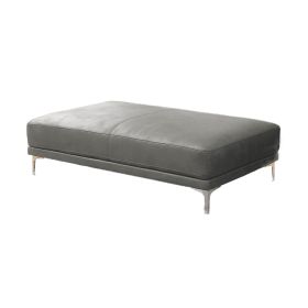 Leatherette Ottoman with Sleek Metal Feet, Gray