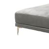 Leatherette Ottoman with Sleek Metal Feet, Gray