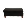 Fabric Ottoman with Nailhead Trim and Turned Feet, Black