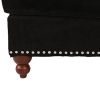 Fabric Ottoman with Nailhead Trim and Turned Feet, Black