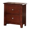 25 Inches 2 Drawer Wooden Nightstand with Metal Pulls, Brown