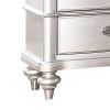 28 Inches 2 Drawer Wooden Nightstand with Turned Legs, Silver
