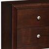 24 Inches 2 Drawer Wooden Nightstand with Metal Pulls, Brown