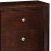 24 Inches 2 Drawer Wooden Nightstand with Metal Pulls, Brown