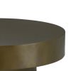Contemporary Round Metal Coffee Table with Drum Base, Bronze