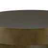 Contemporary Round Metal Coffee Table with Drum Base, Bronze