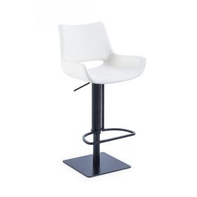 Swivel Faux Leather Bar Stool with Countered Seat, White and Black